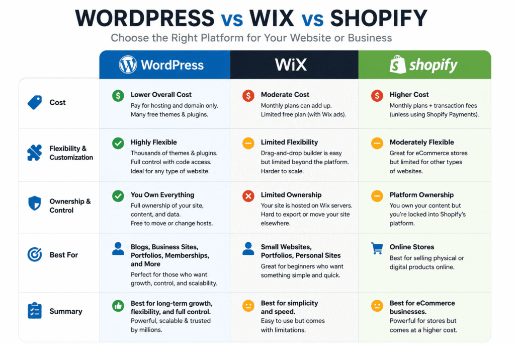 WordPress vs Wix vs Shopify for Kenyan businesses