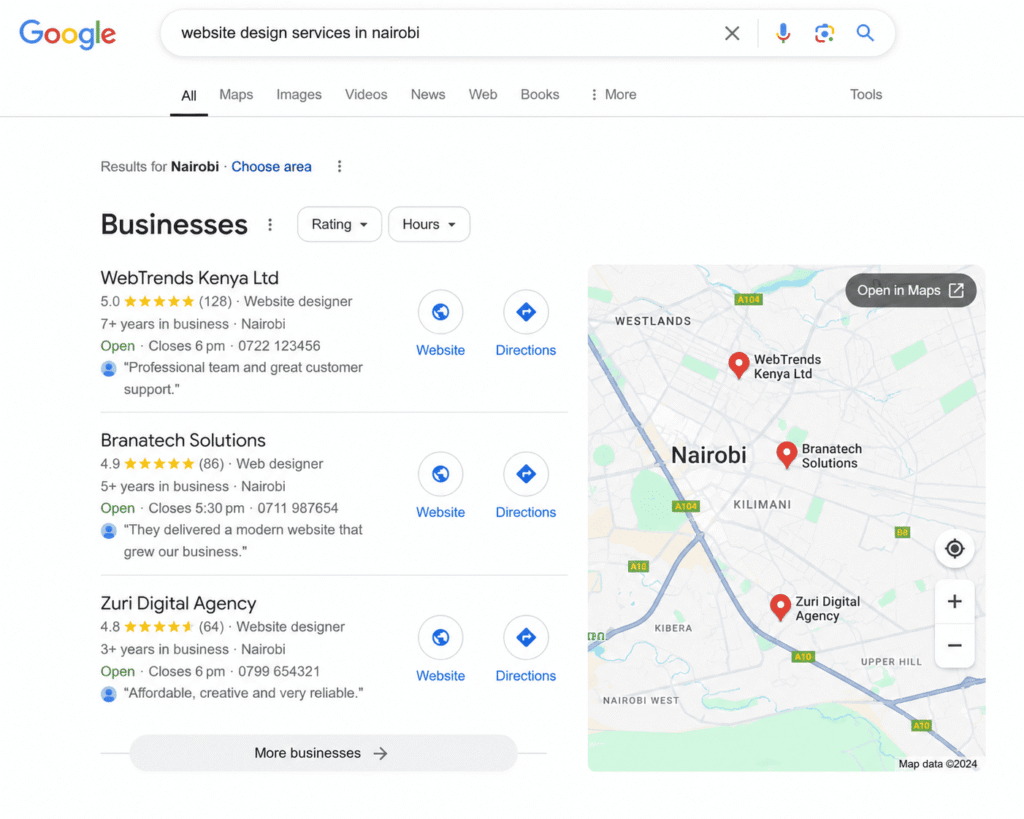 local SEO in Kenya — Google Business Profile Local Pack