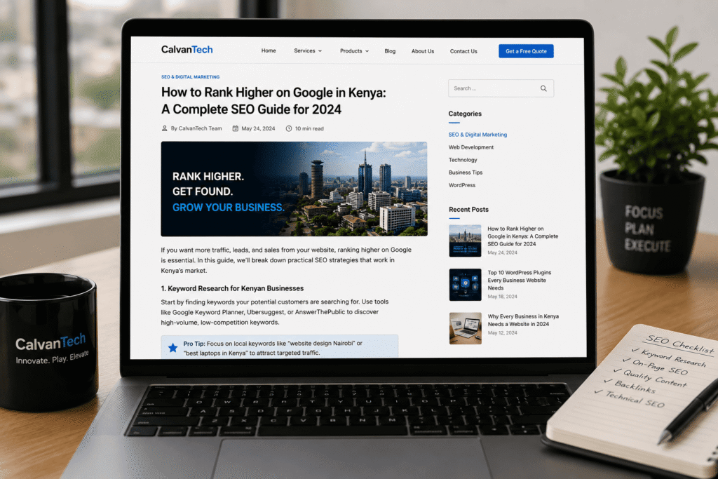  on-page SEO content structure for Kenyan business websites